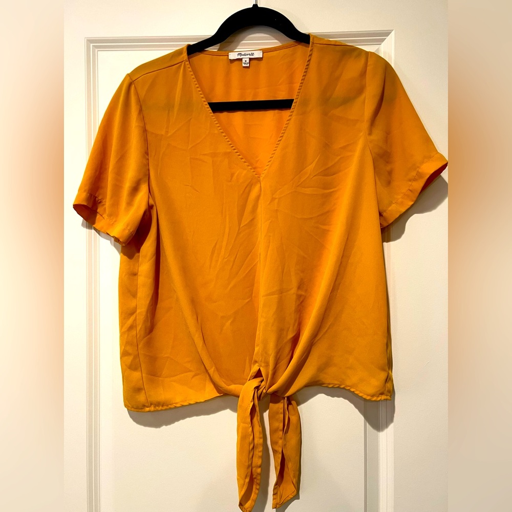 Madewell Mustard Tie-Front Blouse Size M